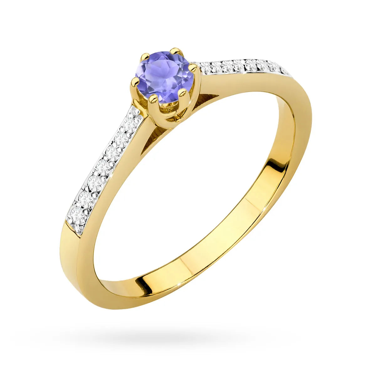 zlatý prsten s 0,35ct tanzanitem a 0,092ct diamanty p157-585-ta0-35