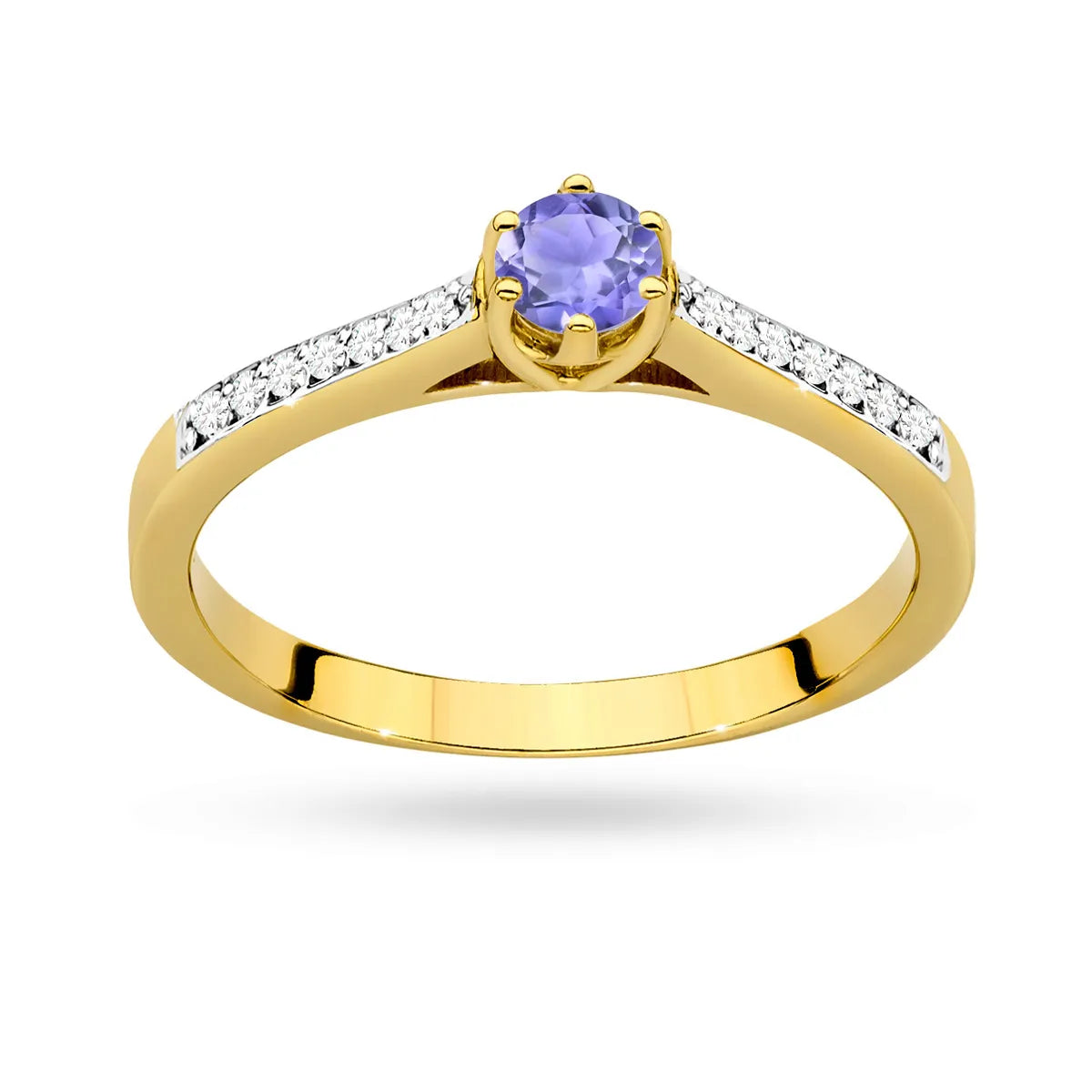 zlatý prsten s 0,35ct tanzanitem a 0,092ct diamanty p157-585-ta0-35