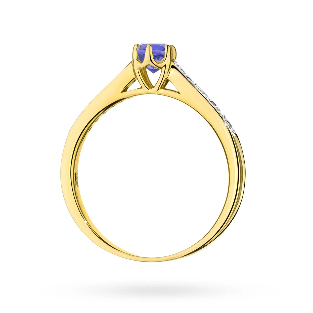 zlatý prsten s 0,35ct tanzanitem a 0,092ct diamanty p157-585-ta0-35