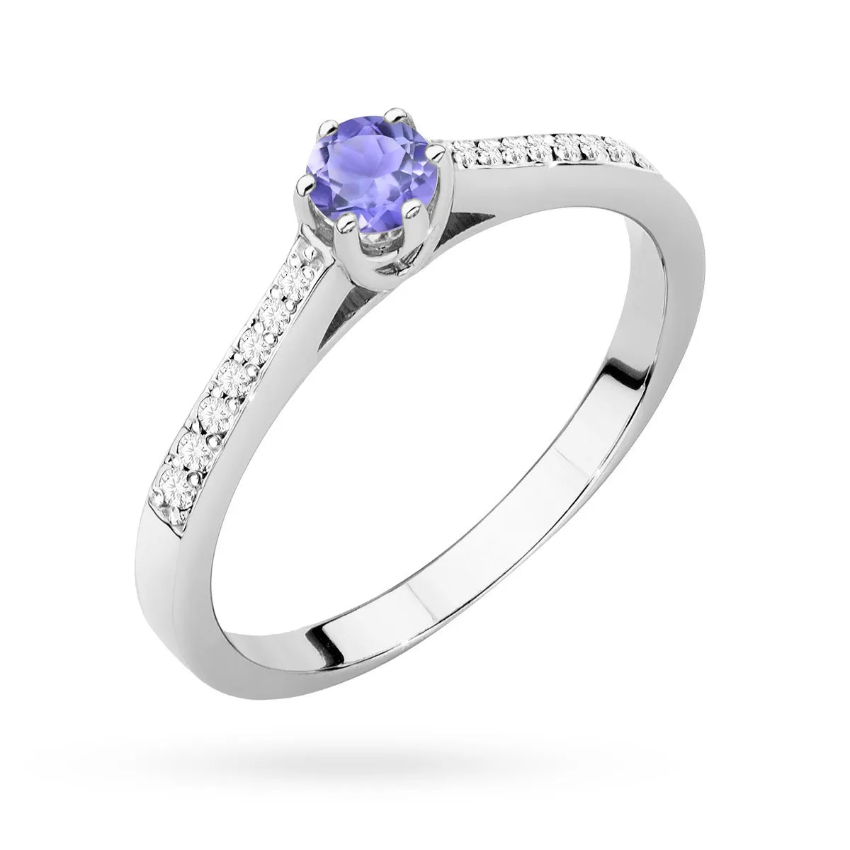 zlatý prsten s 0,35ct tanzanitem a 0,092ct diamanty p157-585-ta0-35