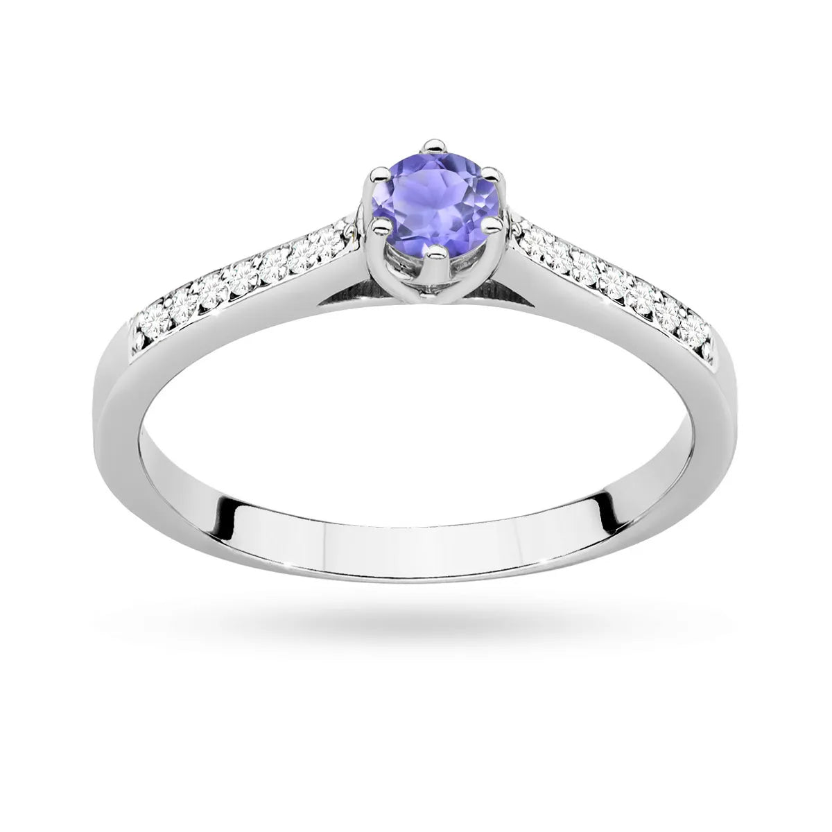 zlatý prsten s 0,35ct tanzanitem a 0,092ct diamanty p157-585-ta0-35