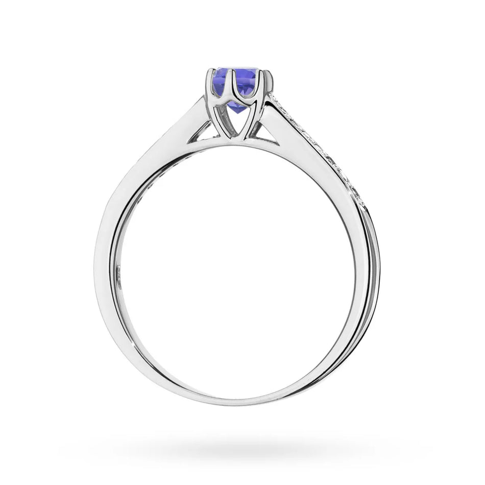 zlatý prsten s 0,35ct tanzanitem a 0,092ct diamanty p157-585-ta0-35