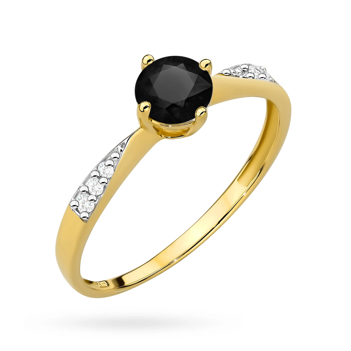 zlatý prsten s 0,50ct černým diamantem a 0,068ct diamanty p167-585-cb0-50