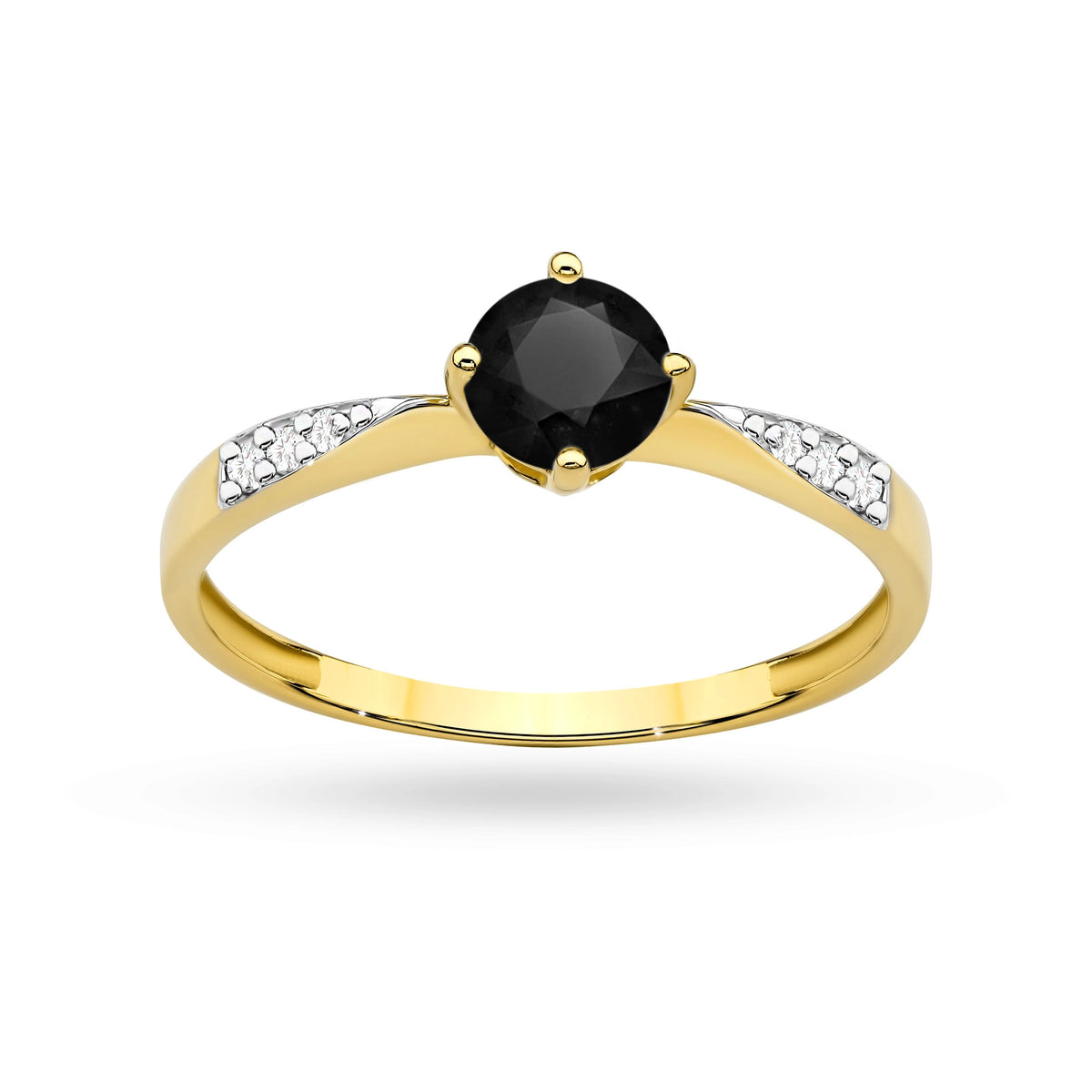 zlatý prsten s 0,50ct černým diamantem a 0,068ct diamanty p167-585-cb0-50