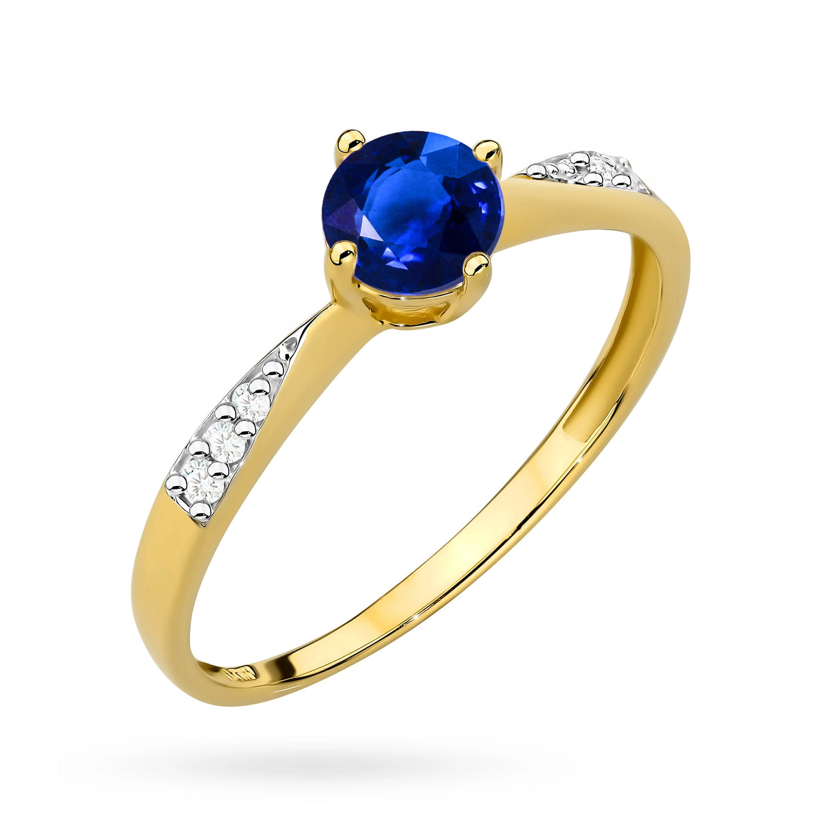 zlatý prsten s 0,50ct safírem a 0,068ct diamanty p167-585-s0-50