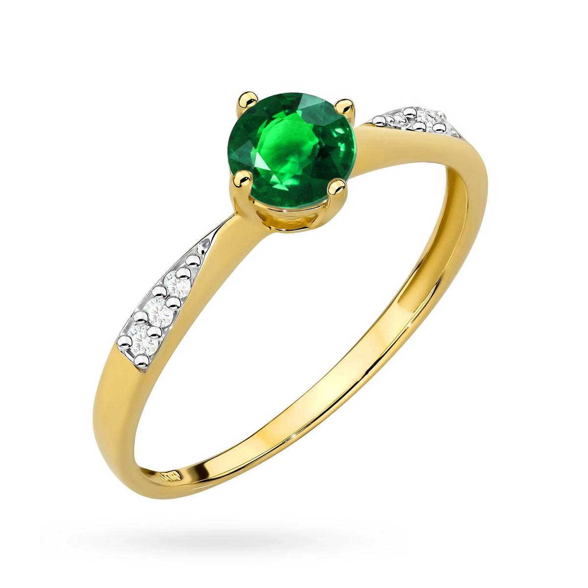 zlatý prsten s 0,50ct smaragdem a 0,068ct diamanty p167 585 velikost 0,50