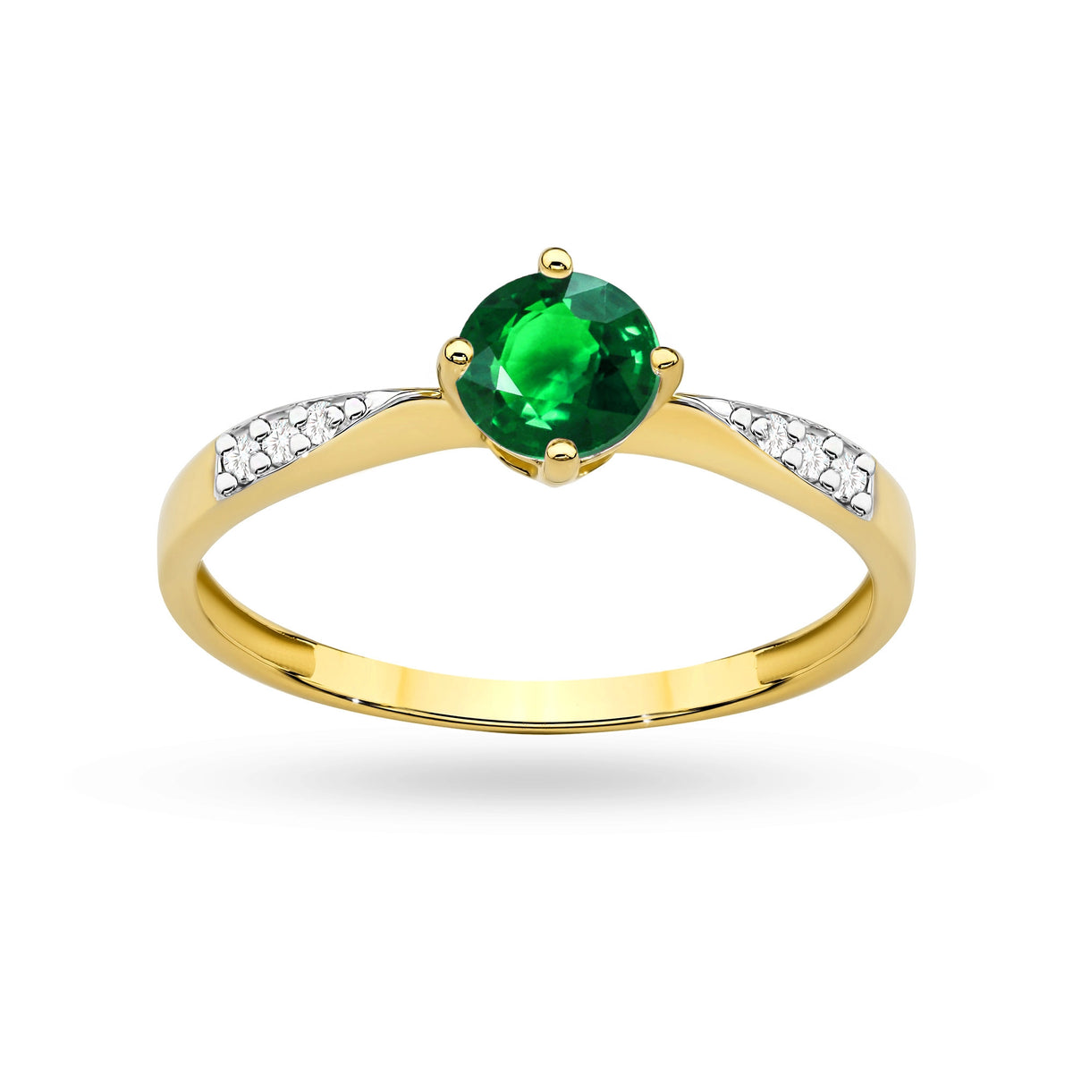 zlatý prsten s 0,50ct smaragdem a 0,068ct diamanty p167 585 velikost 0,50
