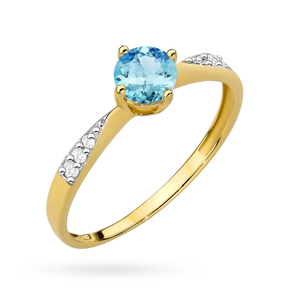 zlatý prsten s topazem 0,50 ct a diamanty 0,068 ct p167 585 t0,50