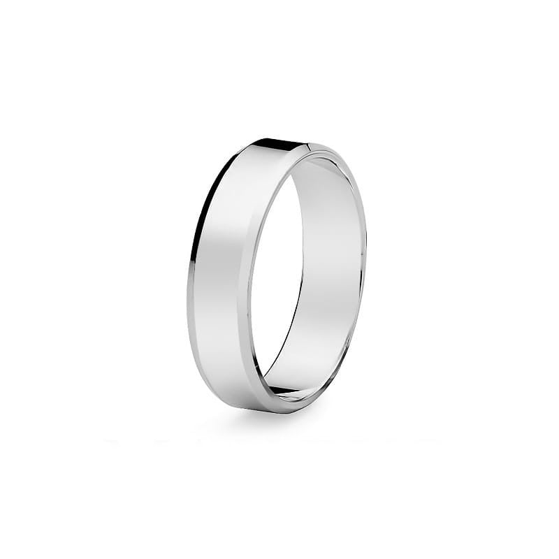 Klasický plochý prsten na svatbu s drážkou, jednobodový, zlatý, 5 mm