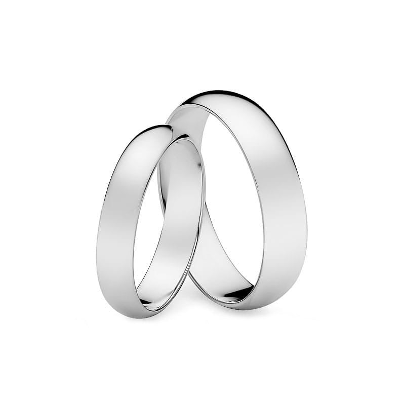 Classic Half-round White Gold Wedding Bands Rings 4 and 5mm