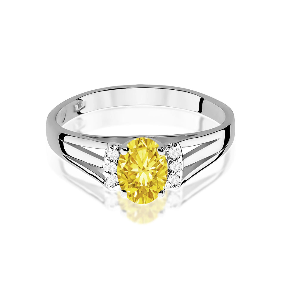White Gold engagement ring with Oval 0.50 ct Central and 0.052 ct Sideline Lab-grown Diamonds by GREMARI, 14K (585) gold