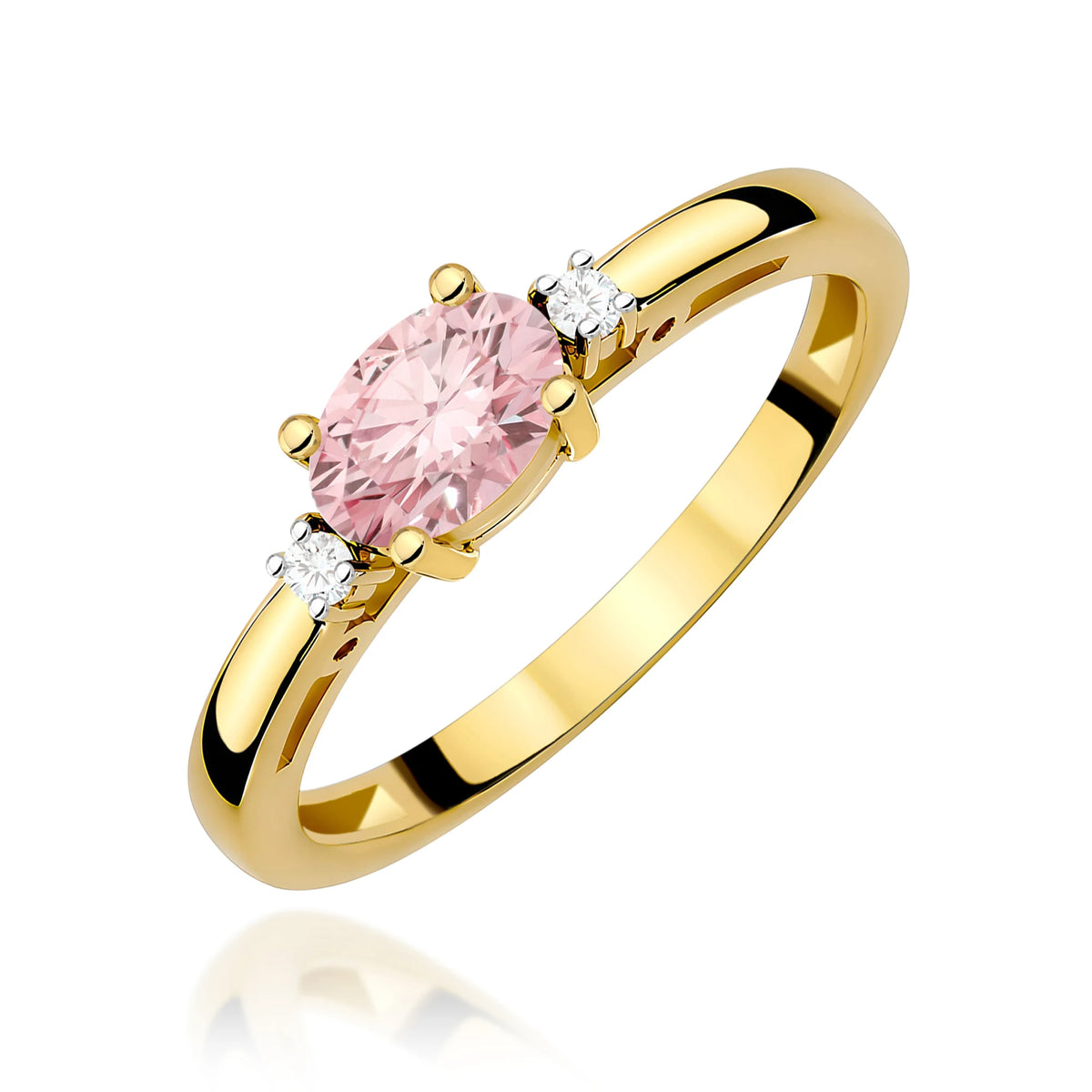 GREMARI Yellow Gold engagement ring with Oval 0.50 ct Central and 0.029 ct Sideline Lab-grown Diamonds