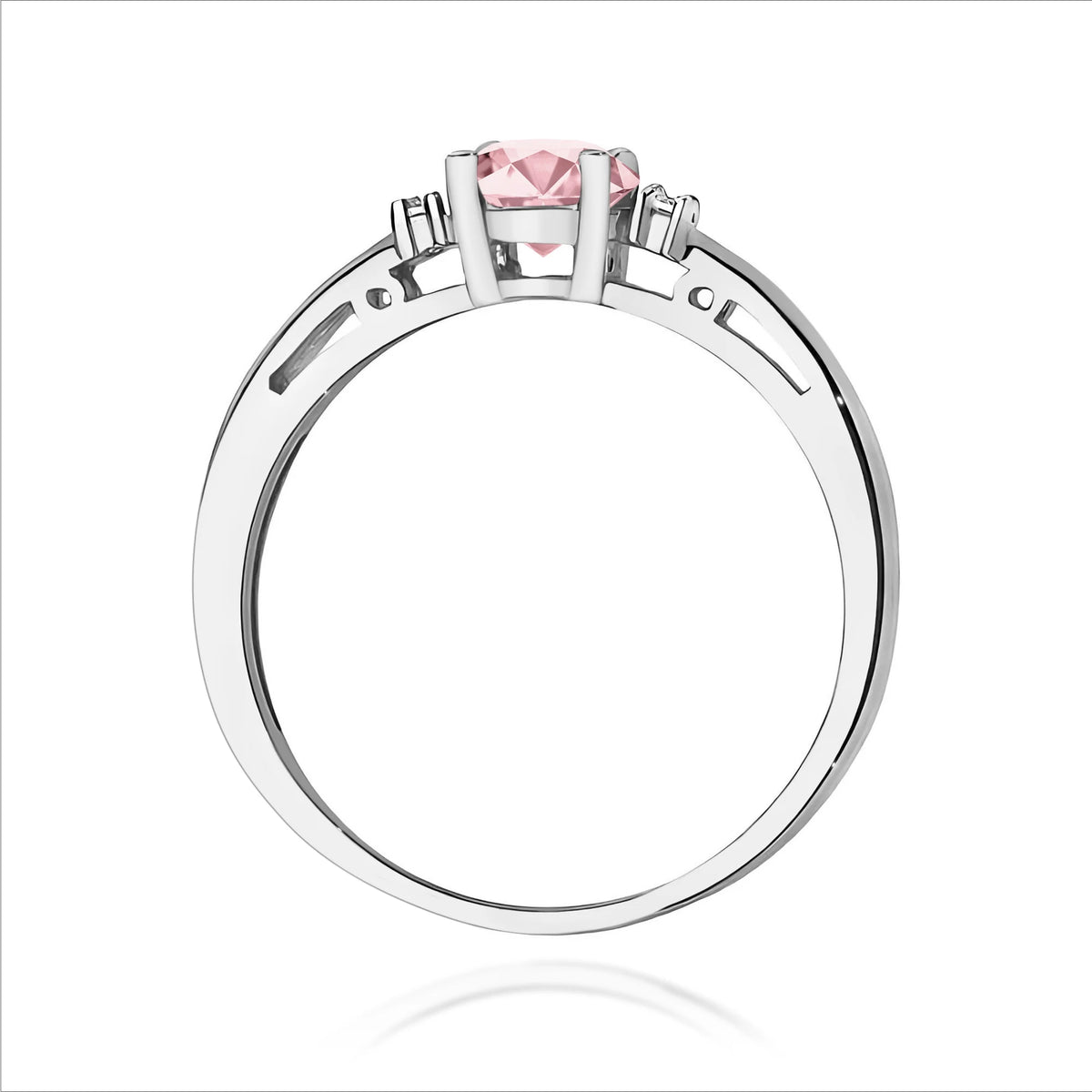 GREMARI 14K (585) White Gold engagement ring with Round 0.50 ct Central and 0.029 ct Sideline Lab-grown Diamonds