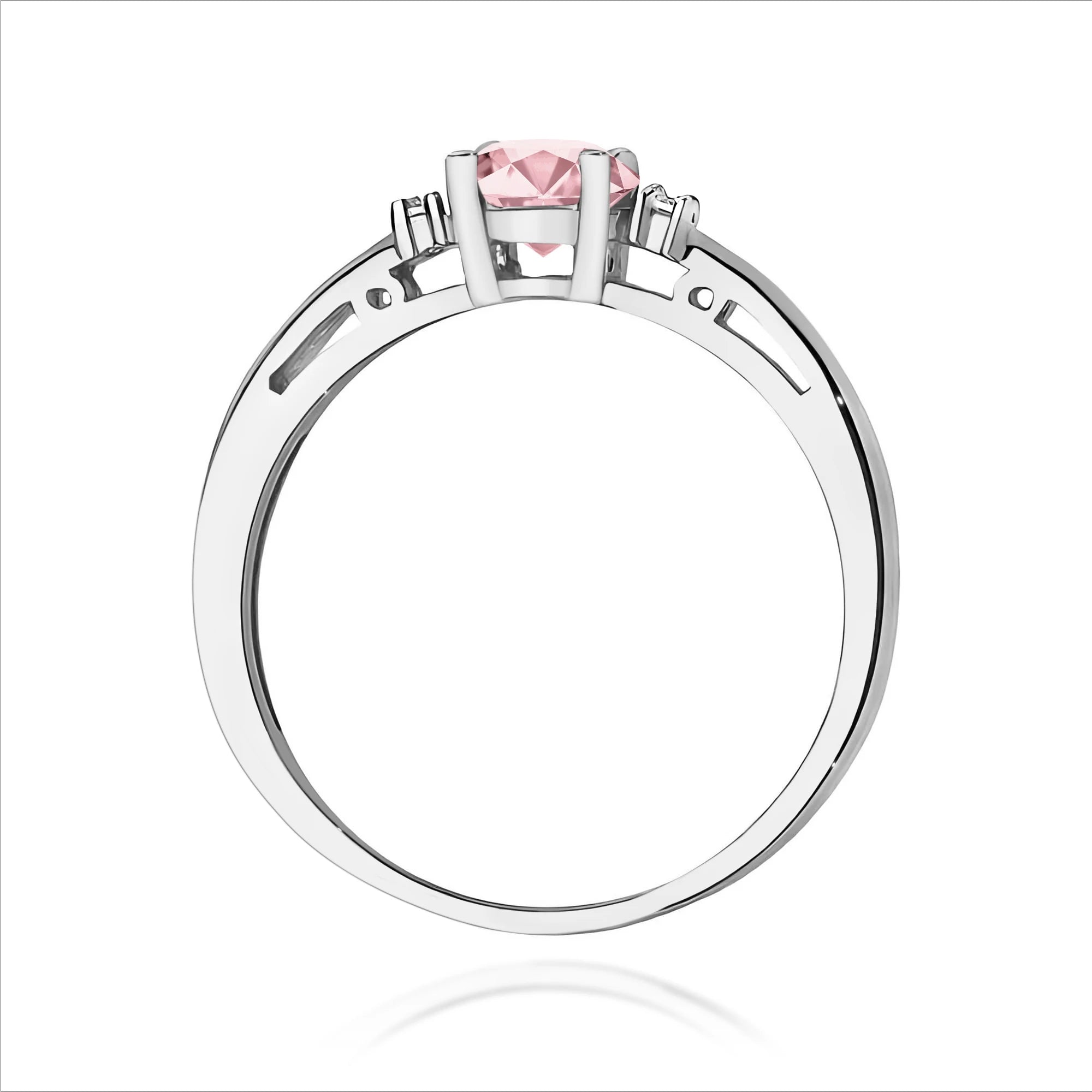 GREMARI 14K (585) White Gold engagement ring with Round 0.50 ct Central and 0.029 ct Sideline Lab-grown Diamonds