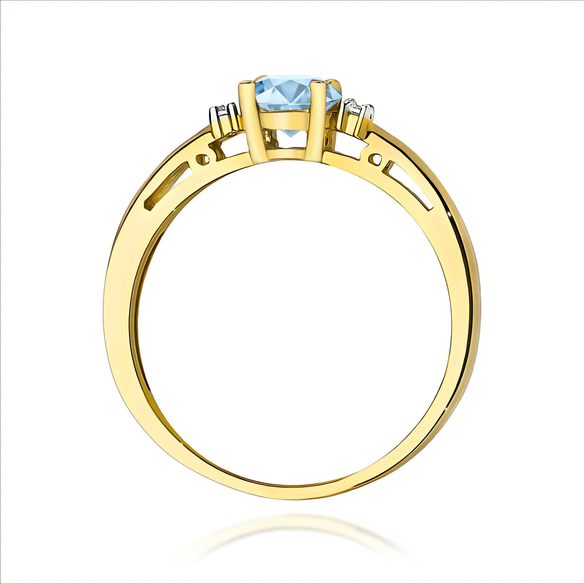 GREMARI 14K (585) Yellow Gold engagement ring with Round 0.50 ct Central and 0.029 ct Sideline Lab-grown Diamonds