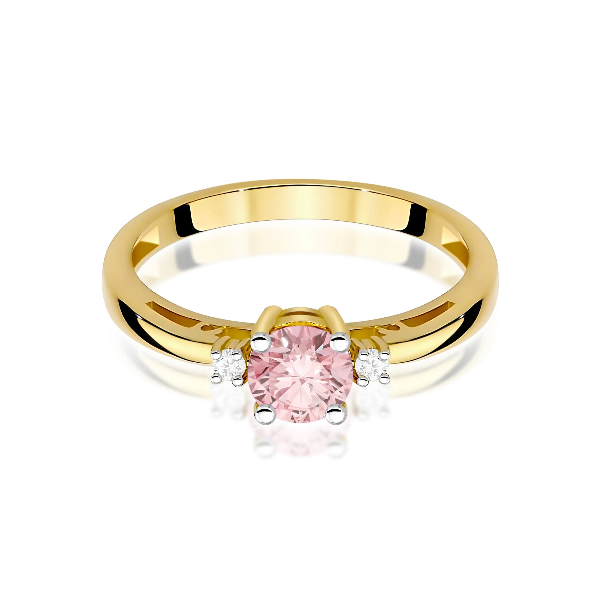 Yellow Gold engagement ring with Round 0.50 ct Central and 0.029 ct Sideline Lab-grown Diamonds by GREMARI, 14K (585) gold