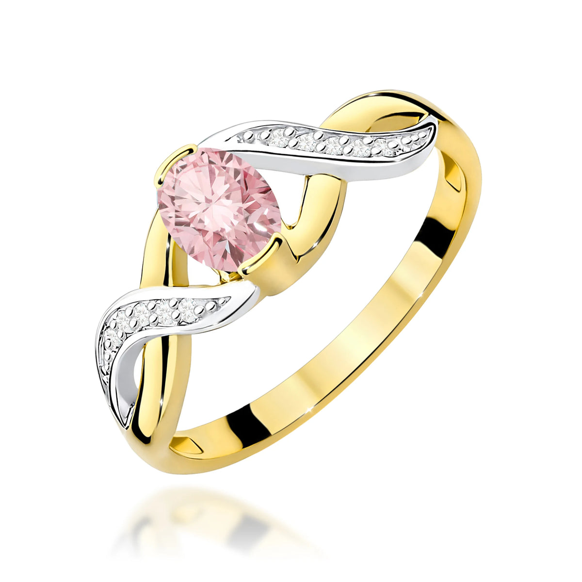 GREMARI Yellow Gold engagement ring with Oval 0.50 ct Central and 0.05 ct Sideline Lab-grown Diamonds