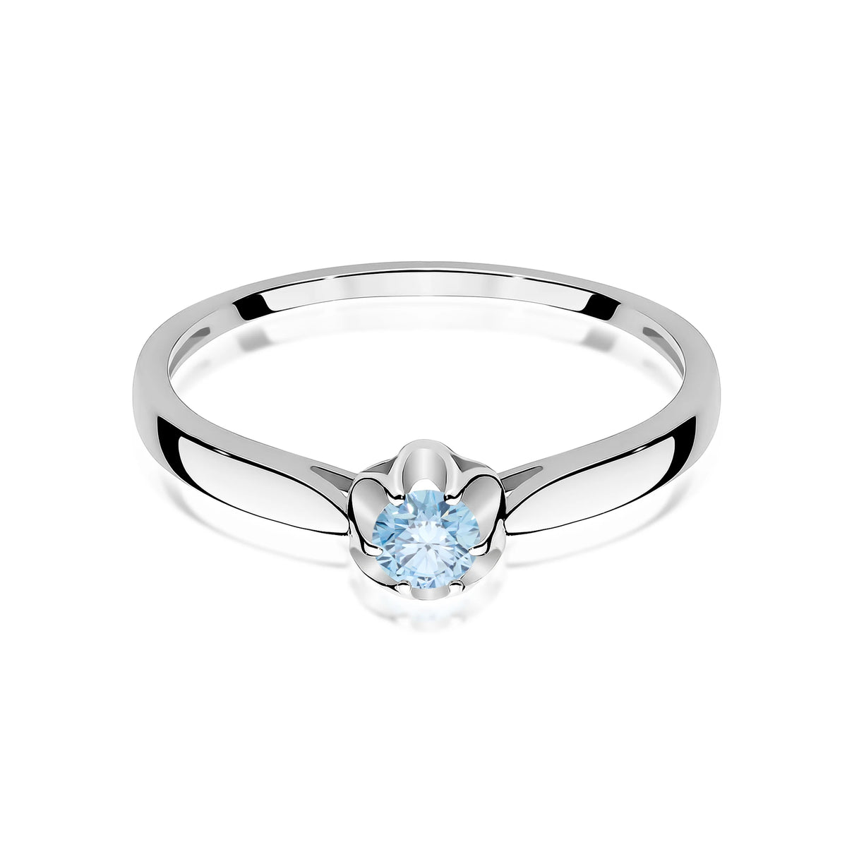 White Gold engagement ring with Round 0.15 ct Lab-grown Diamond by GREMARI, 14K (585) gold