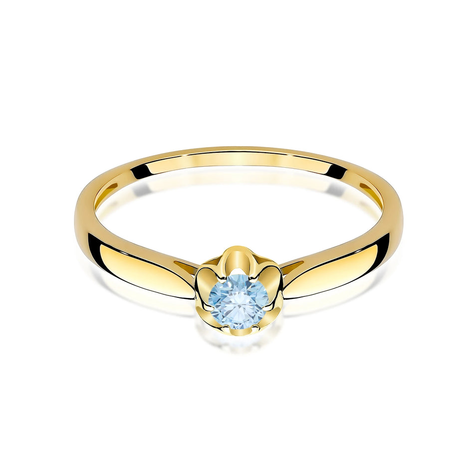 Yellow Gold engagement ring with Round 0.15 ct Lab-grown Diamond by GREMARI, 14K (585) gold
