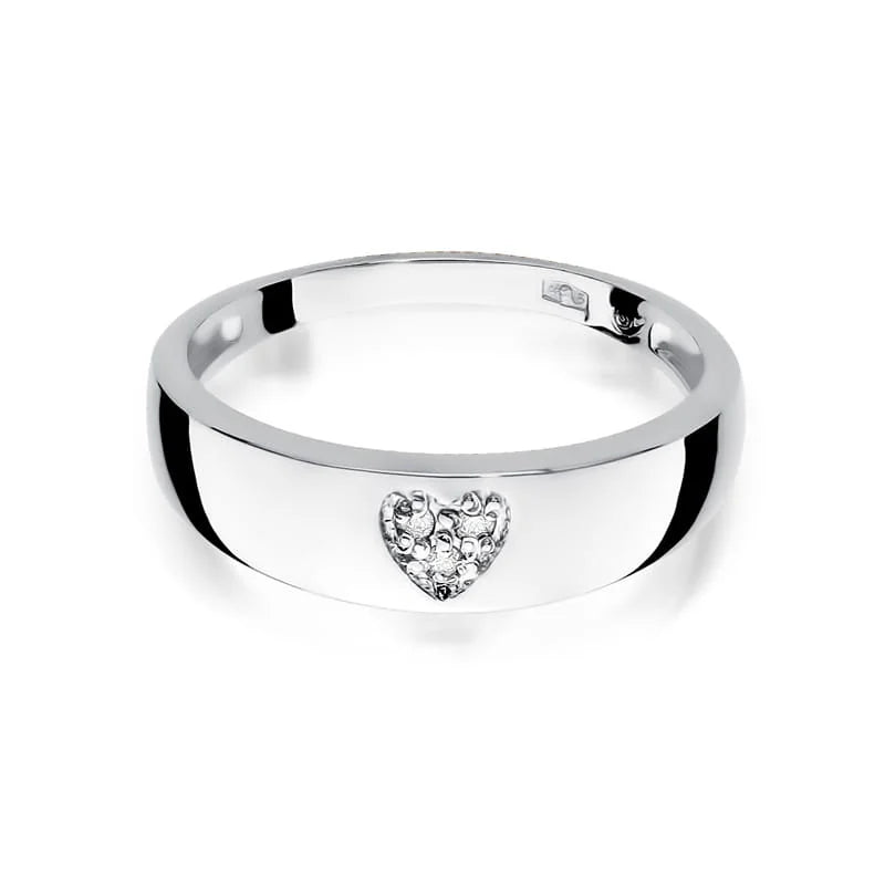 Prsten z žlutého zlata se srdcovým motivem a diamanty 0,026 ct