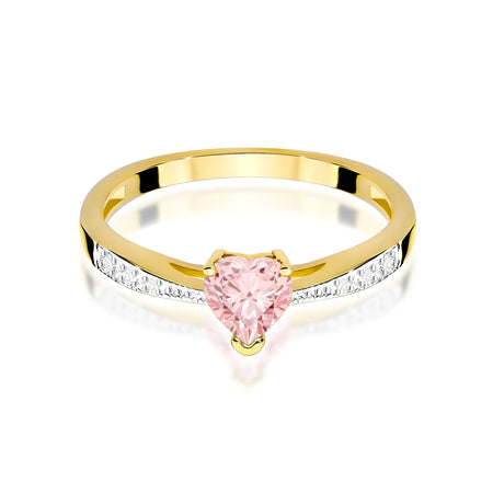 Yellow Gold engagement ring with Heart 0.50 ct Central and 0.03 ct Sideline Lab-grown Diamonds by GREMARI, 14K (585) gold