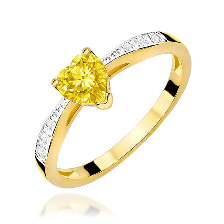 GREMARI Yellow Gold engagement ring with Heart 0.50 ct Central and 0.03 ct Sideline Lab-grown Diamonds