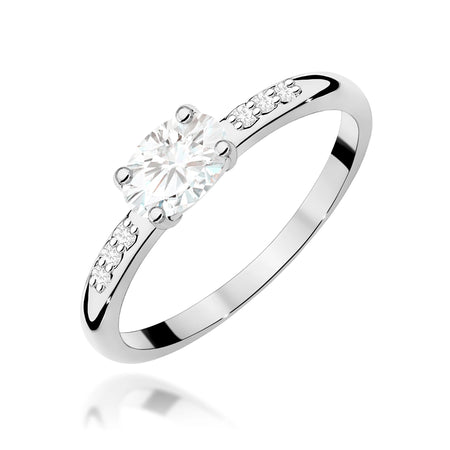 GREMARI White Gold engagement ring with Oval 0.40 ct Central and 0.03 ct Sideline Lab-grown Diamonds