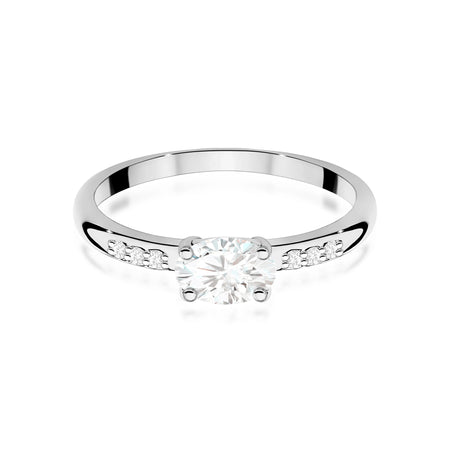 White Gold engagement ring with Oval 0.40 ct Central and 0.03 ct Sideline Lab-grown Diamonds by GREMARI, 14K (585) gold