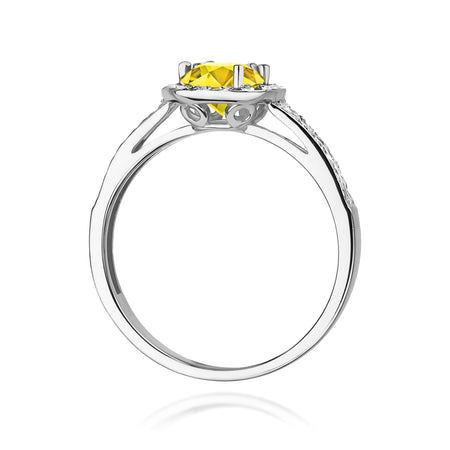 GREMARI 14K (585) White Gold engagement ring with Round 0.50 ct Central and 0.20 ct Sideline Lab-grown Diamonds