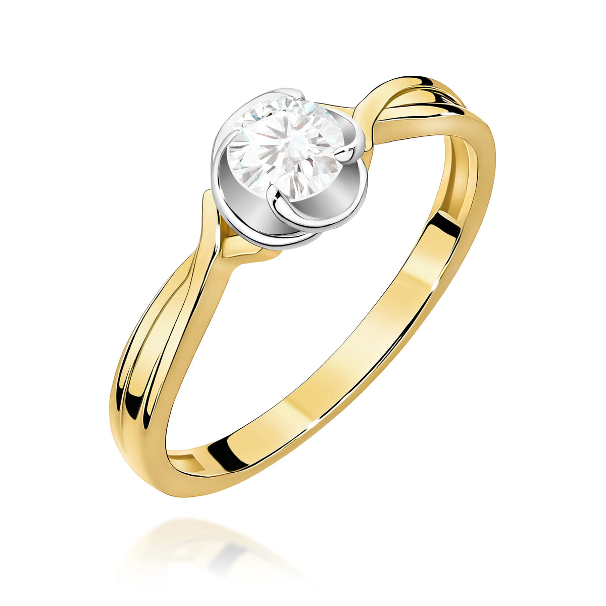 Prsten ze žlutého zlata s lab-grown diamantem Round/Brilliant o hmotnosti 0,30 ct
