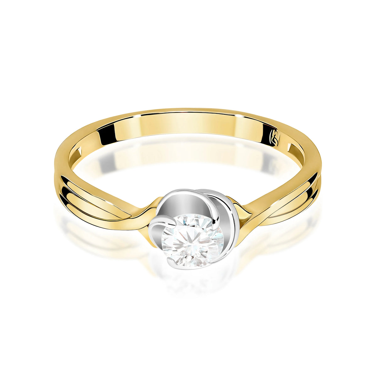 Prsten ze žlutého zlata s lab-grown diamantem Round/Brilliant o hmotnosti 0,30 ct