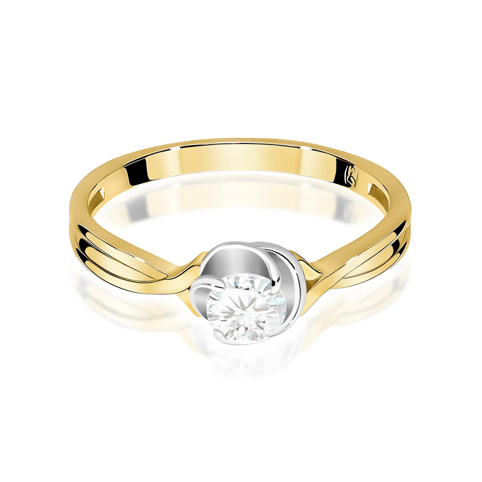Prsten ze žlutého zlata s lab-grown diamantem Round/Brilliant o hmotnosti 0,30 ct