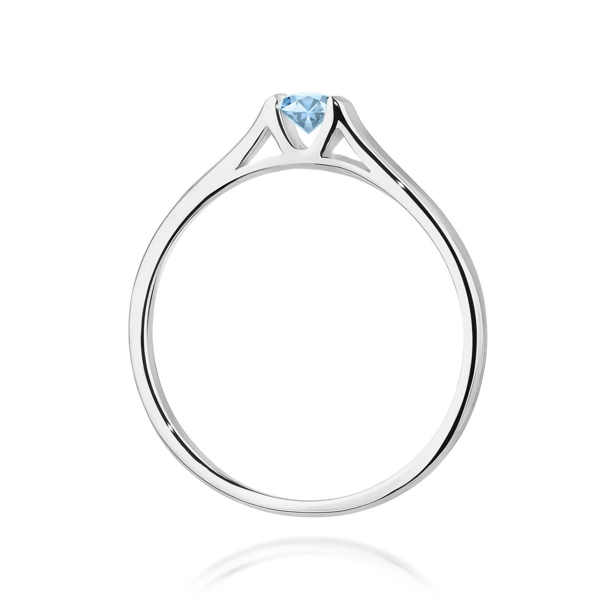 Prsten z bílého zlata s modrým lab-grown diamantem Round/Brilliant o hmotnosti 0,15 ct