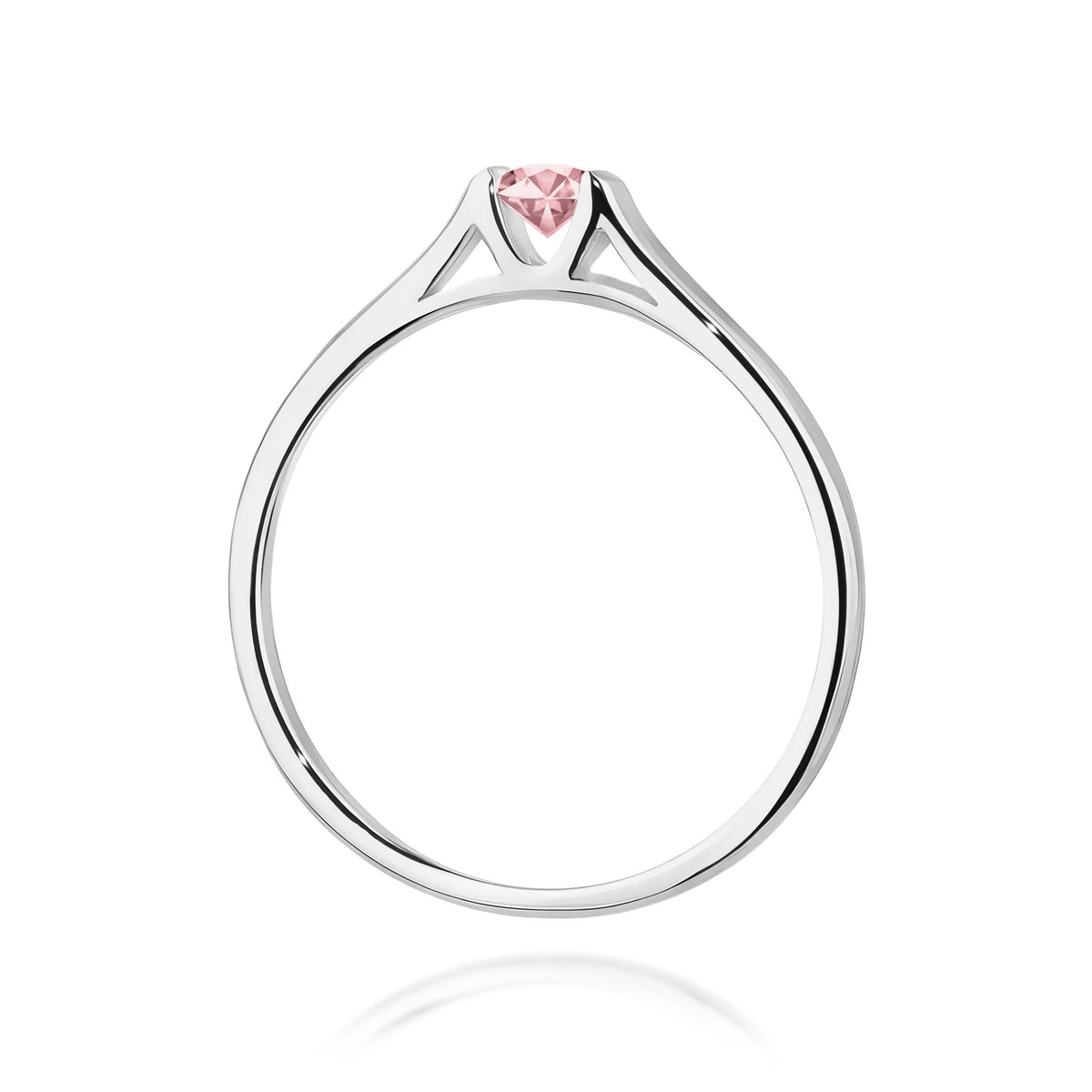 Prsten z bílého zlata s růžovým lab-grown diamantem Round/Brilliant o hmotnosti 0,15 ct