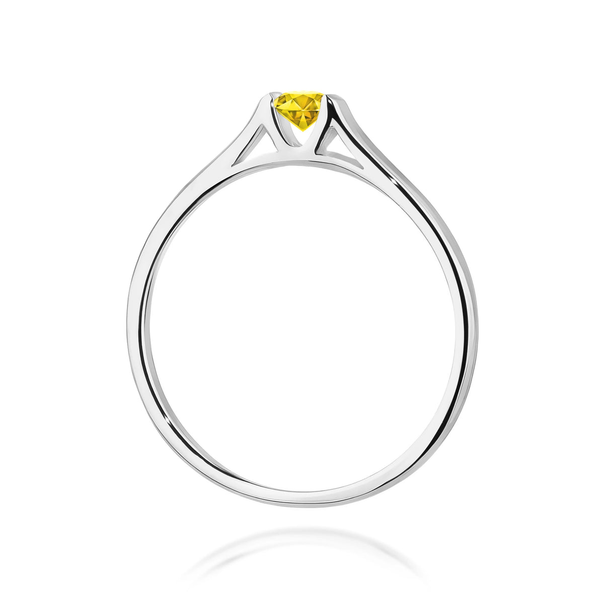 Prsten z bílého zlata s žlutým lab-grown diamantem Round/Brilliant o hmotnosti 0,15 ct