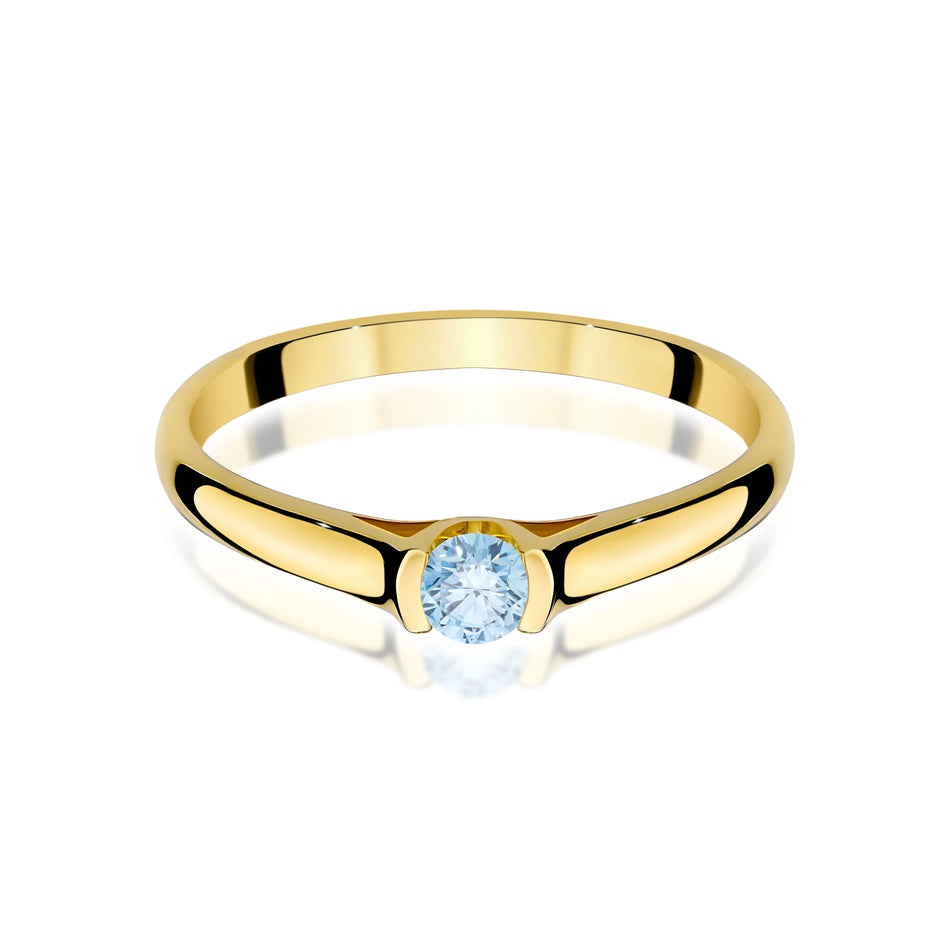 Yellow Gold Ring with Round 0,15ct Lab-grown Diamond