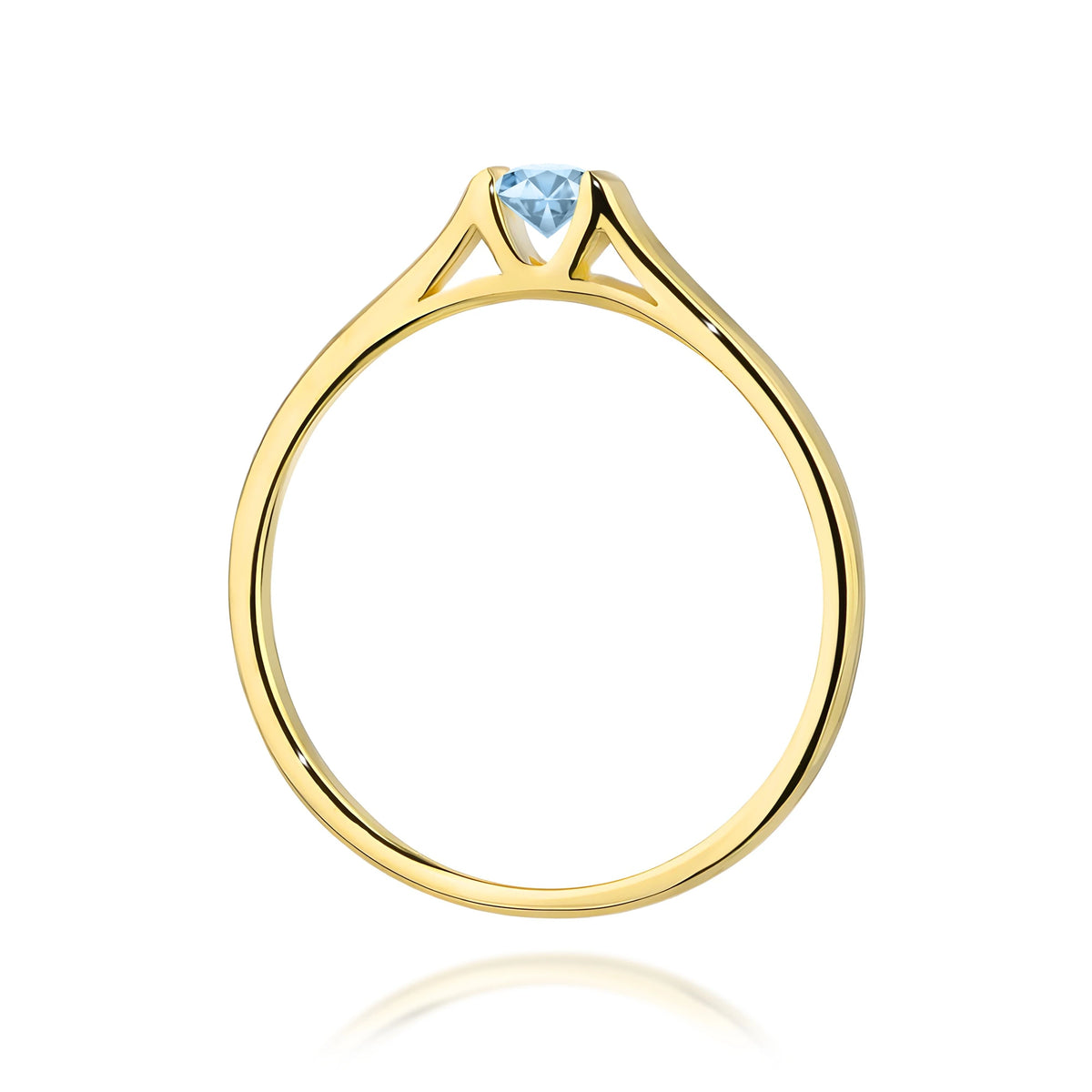 Prsten ze žlutého zlata s modrým lab-grown diamantem Round/Brilliant o hmotnosti 0,15 ct