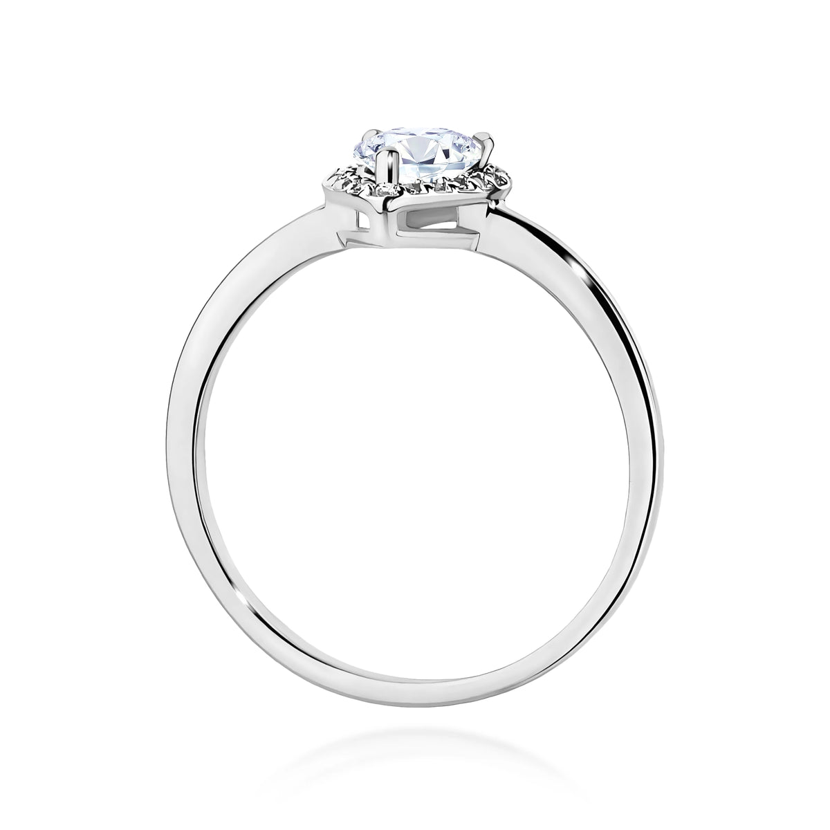 Prsten z bílého zlata – lab-grown diamant Pear o hmotnosti 0,65 ct, doplněný 20 × 0,005 ct lab-grown diamanty