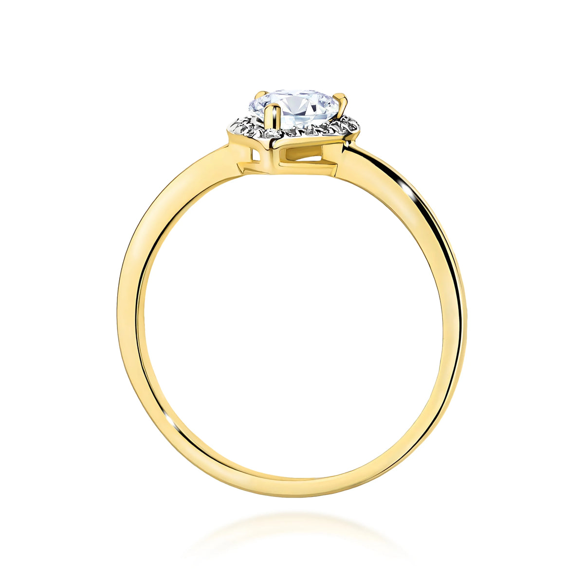 Prsten ze žlutého zlata – lab-grown diamant Pear o hmotnosti 0,65 ct, doplněný 20 × 0,005 ct lab-grown diamanty