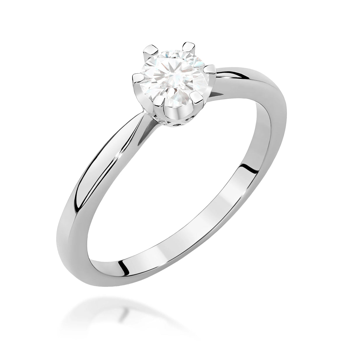 Prsten z bílého zlata – lab-grown diamant Round/Brilliant o hmotnosti 0,40 ct, doplněný 6 × 0,01 ct lab-grown diamanty