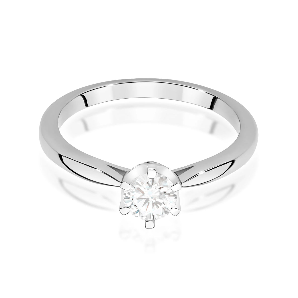 Prsten z bílého zlata – lab-grown diamant Round/Brilliant o hmotnosti 0,40 ct, doplněný 6 × 0,01 ct lab-grown diamanty