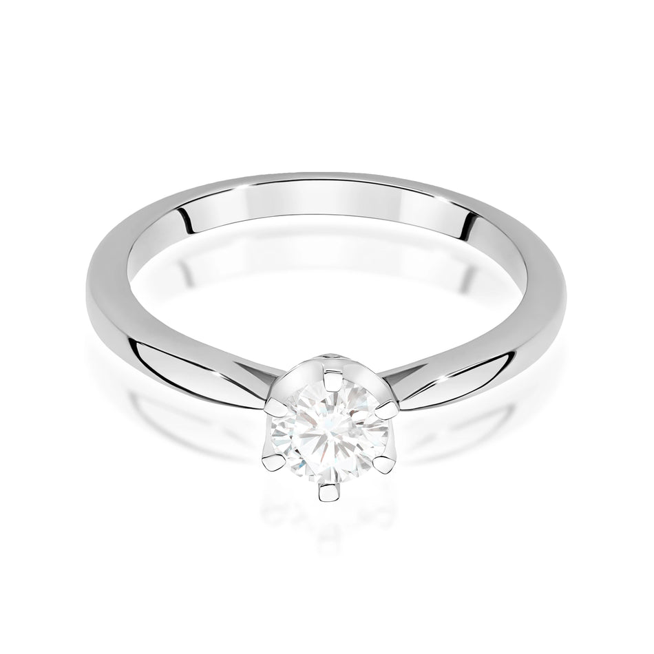 Prsten z bílého zlata – lab-grown diamant Round/Brilliant o hmotnosti 0,40 ct, doplněný 6 × 0,01 ct lab-grown diamanty