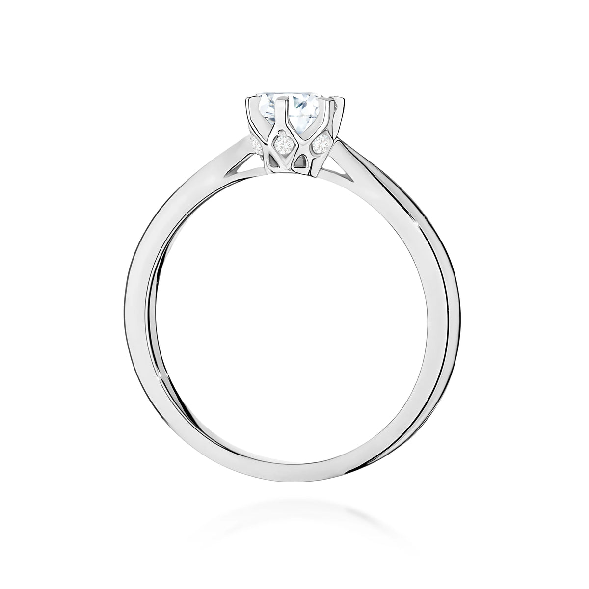 Prsten z bílého zlata – lab-grown diamant Round/Brilliant o hmotnosti 0,40 ct, doplněný 6 × 0,01 ct lab-grown diamanty