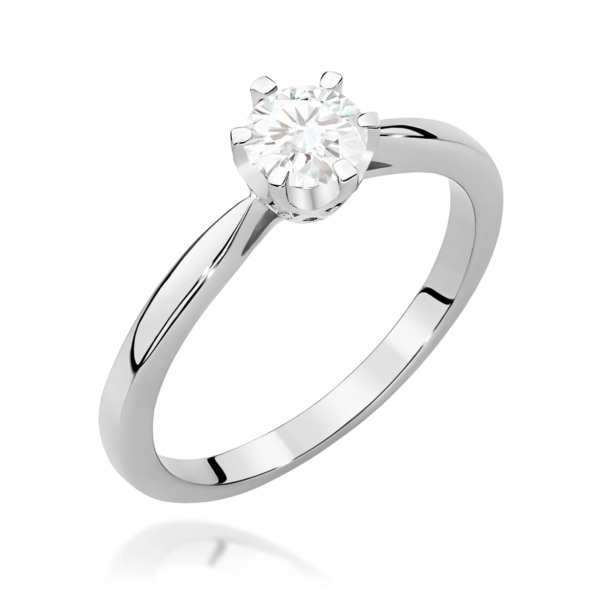 Prsten z bílého zlata – lab-grown diamant Round/Brilliant o hmotnosti 0,50 ct, doplněný 6 × 0,01 ct lab-grown diamanty
