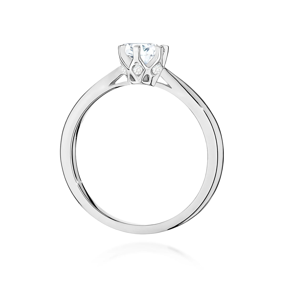 Prsten z bílého zlata – lab-grown diamant Round/Brilliant o hmotnosti 0,50 ct, doplněný 6 × 0,01 ct lab-grown diamanty