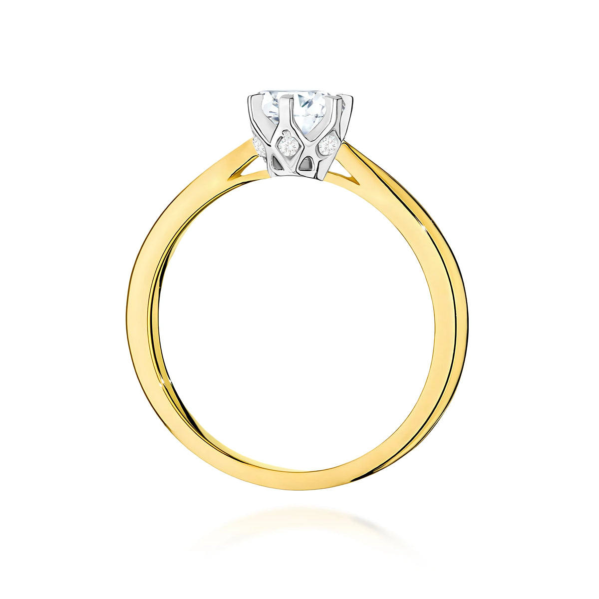 Prsten ze žlutého zlata – lab-grown diamant Round/Brilliant o hmotnosti 0,50 ct, doplněný 6 × 0,01 ct lab-grown diamanty