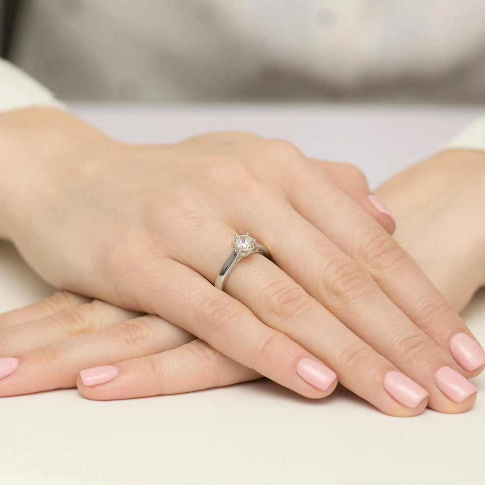 Prsten z bílého zlata s lab-grown diamantem 0,70 ct Round/Brilliant