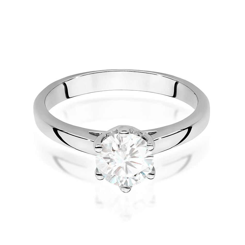 White Gold Ring with Round 1,00ct Lab-grown Diamond