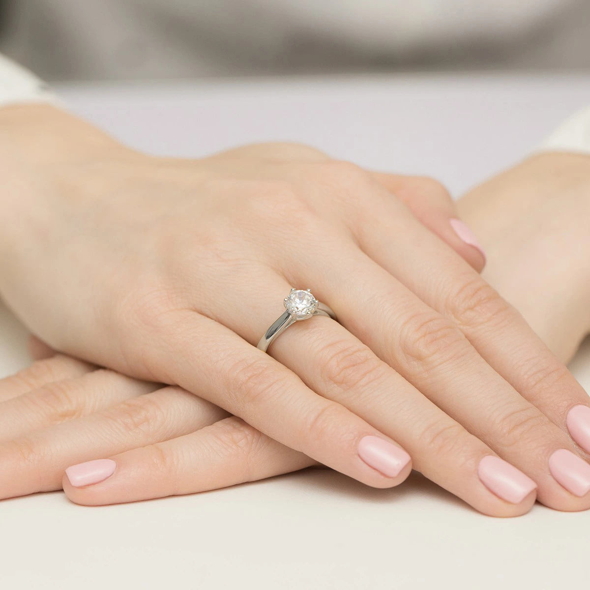 Prsten z bílého zlata s lab-grown diamantem 1,00 ct Round/Brilliant