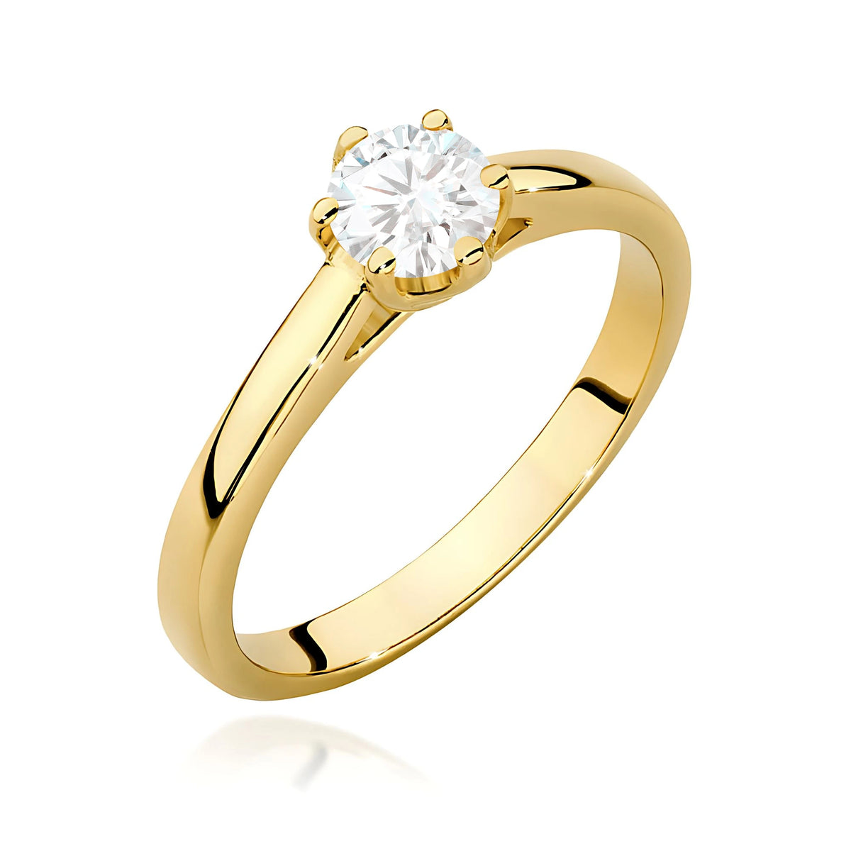 Prsten ze žlutého zlata s lab-grown diamantem 0,40 ct Round/Brilliant